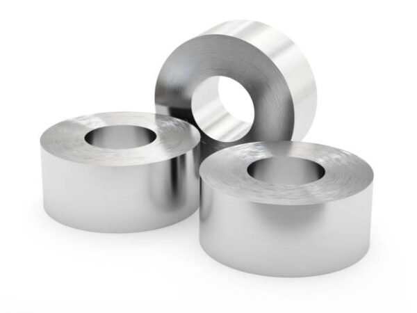 aluminum sheets in roll rolled metal product isolated clipping path »